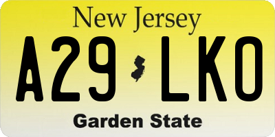 NJ license plate A29LKO
