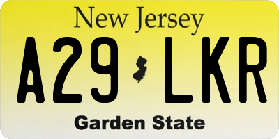 NJ license plate A29LKR
