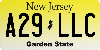 NJ license plate A29LLC