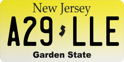 NJ license plate A29LLE