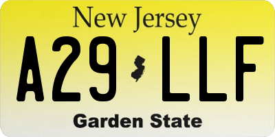 NJ license plate A29LLF