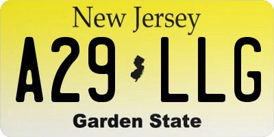 NJ license plate A29LLG