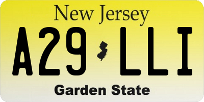 NJ license plate A29LLI