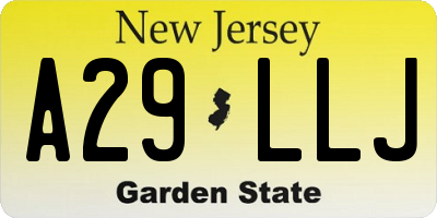 NJ license plate A29LLJ