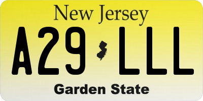 NJ license plate A29LLL