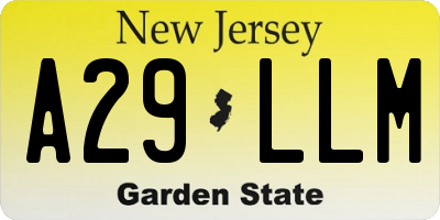 NJ license plate A29LLM