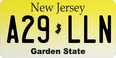 NJ license plate A29LLN