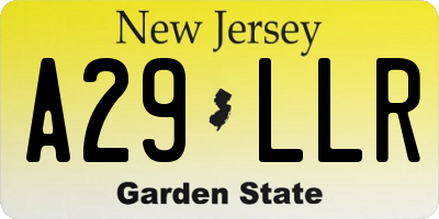 NJ license plate A29LLR