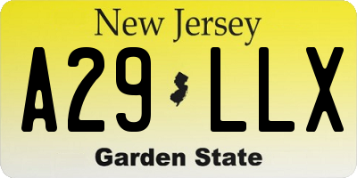 NJ license plate A29LLX