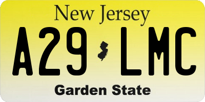 NJ license plate A29LMC