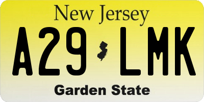 NJ license plate A29LMK