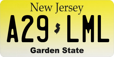 NJ license plate A29LML