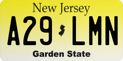 NJ license plate A29LMN