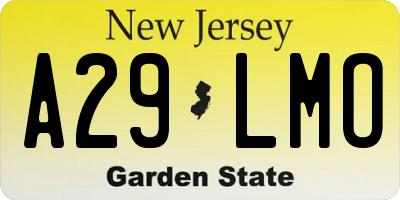 NJ license plate A29LMO