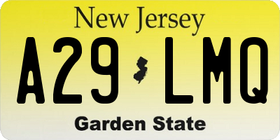 NJ license plate A29LMQ