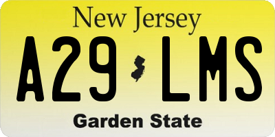 NJ license plate A29LMS