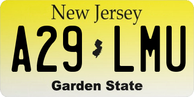 NJ license plate A29LMU
