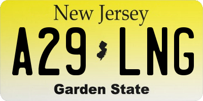 NJ license plate A29LNG