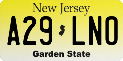 NJ license plate A29LNO