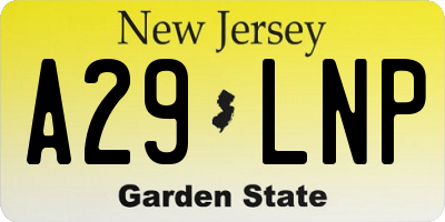 NJ license plate A29LNP