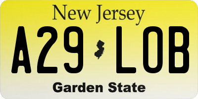 NJ license plate A29LOB