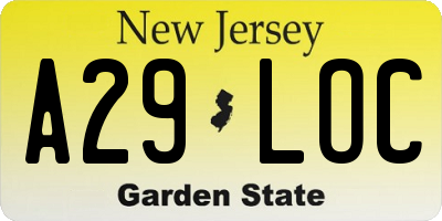NJ license plate A29LOC