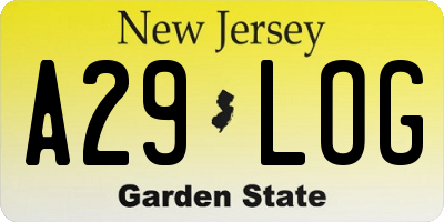 NJ license plate A29LOG