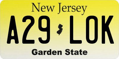 NJ license plate A29LOK
