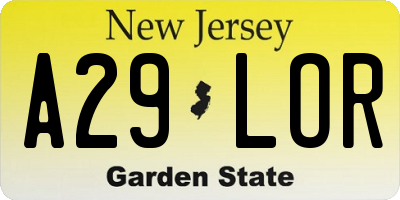 NJ license plate A29LOR