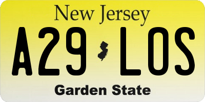 NJ license plate A29LOS