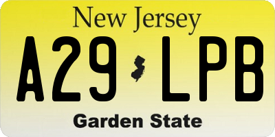 NJ license plate A29LPB