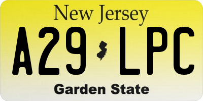NJ license plate A29LPC