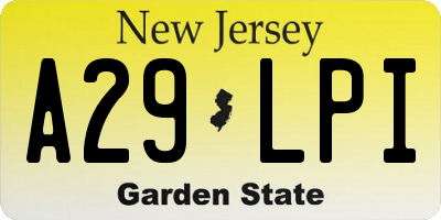 NJ license plate A29LPI