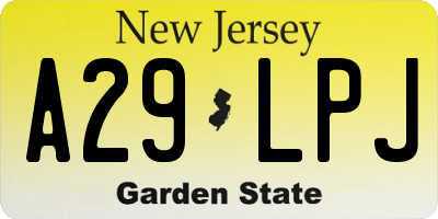 NJ license plate A29LPJ