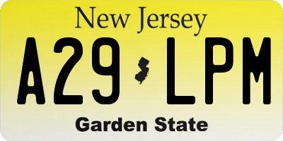NJ license plate A29LPM