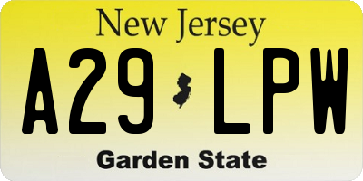 NJ license plate A29LPW