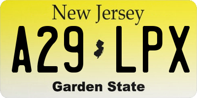 NJ license plate A29LPX