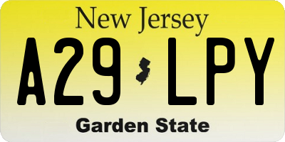 NJ license plate A29LPY
