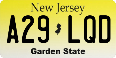 NJ license plate A29LQD
