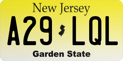 NJ license plate A29LQL