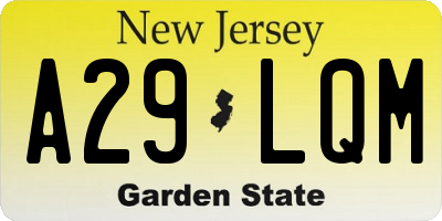 NJ license plate A29LQM