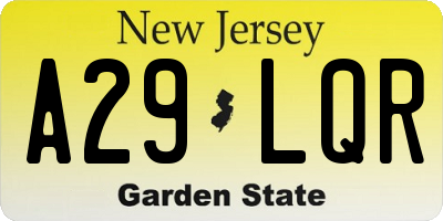 NJ license plate A29LQR