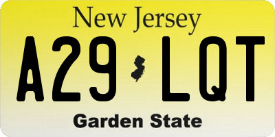 NJ license plate A29LQT