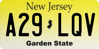 NJ license plate A29LQV