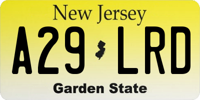 NJ license plate A29LRD