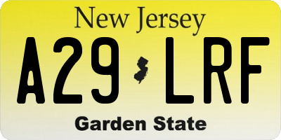 NJ license plate A29LRF
