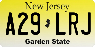 NJ license plate A29LRJ