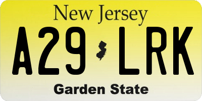NJ license plate A29LRK