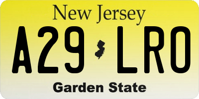 NJ license plate A29LRO