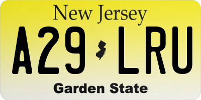 NJ license plate A29LRU